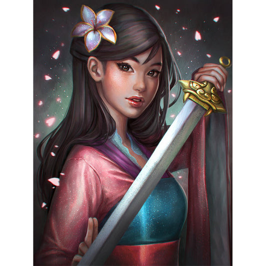 Hua Mulan - Full Round Drill Diamond Painting 30*50CM