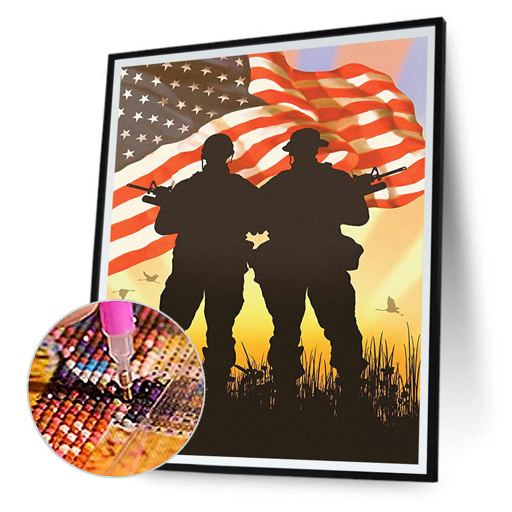American Soldier - Full Round Drill Diamond Painting 40*50CM