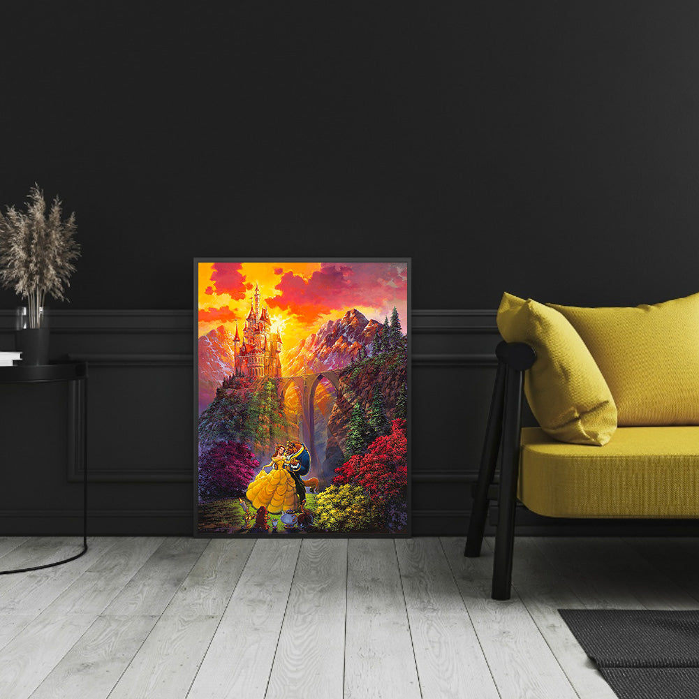 Sunset Mountain Forest - Full Round Drill Diamond Painting 40*50CM