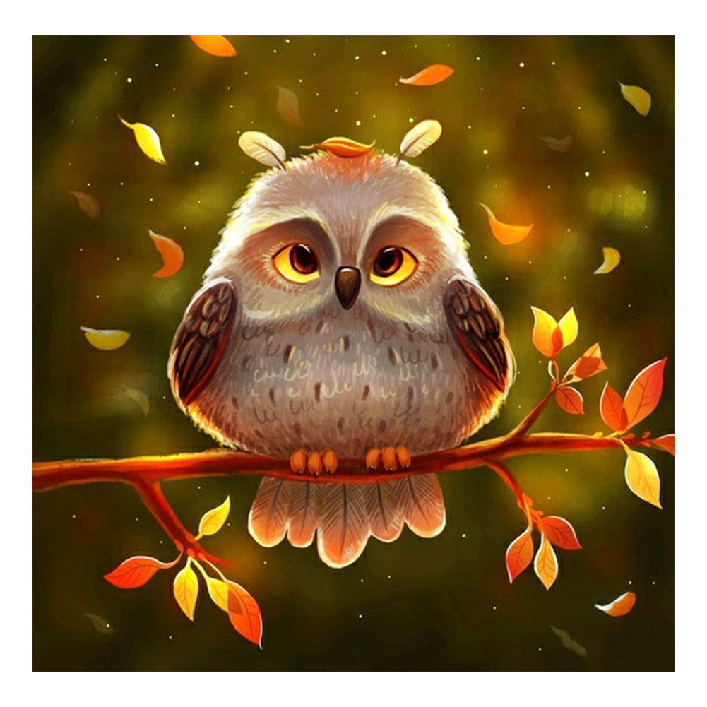Big Eyed Owl - Full Round Drill Diamond Painting 30*30CM