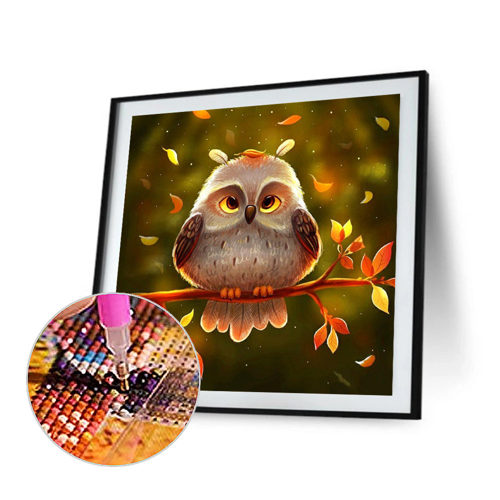 Big Eyed Owl - Full Round Drill Diamond Painting 30*30CM