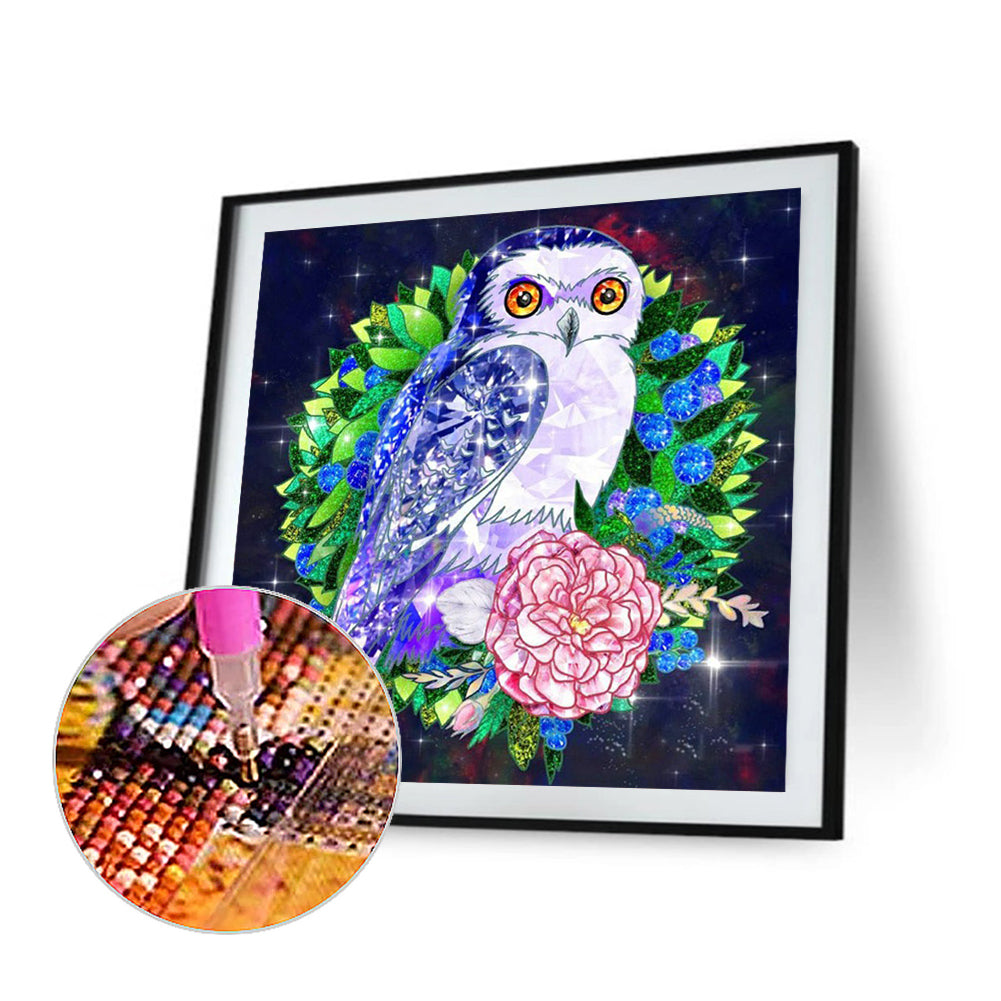 Big Eyed Owl - Full Round Drill Diamond Painting 30*30CM