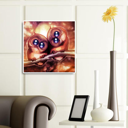 Big Eyed Owl - Full Round Drill Diamond Painting 30*30CM