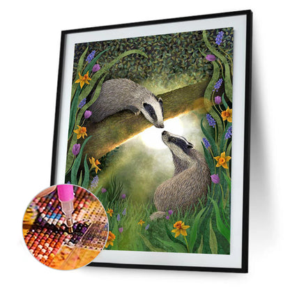 Garden Raccoon - Full Round Drill Diamond Painting 30*40CM