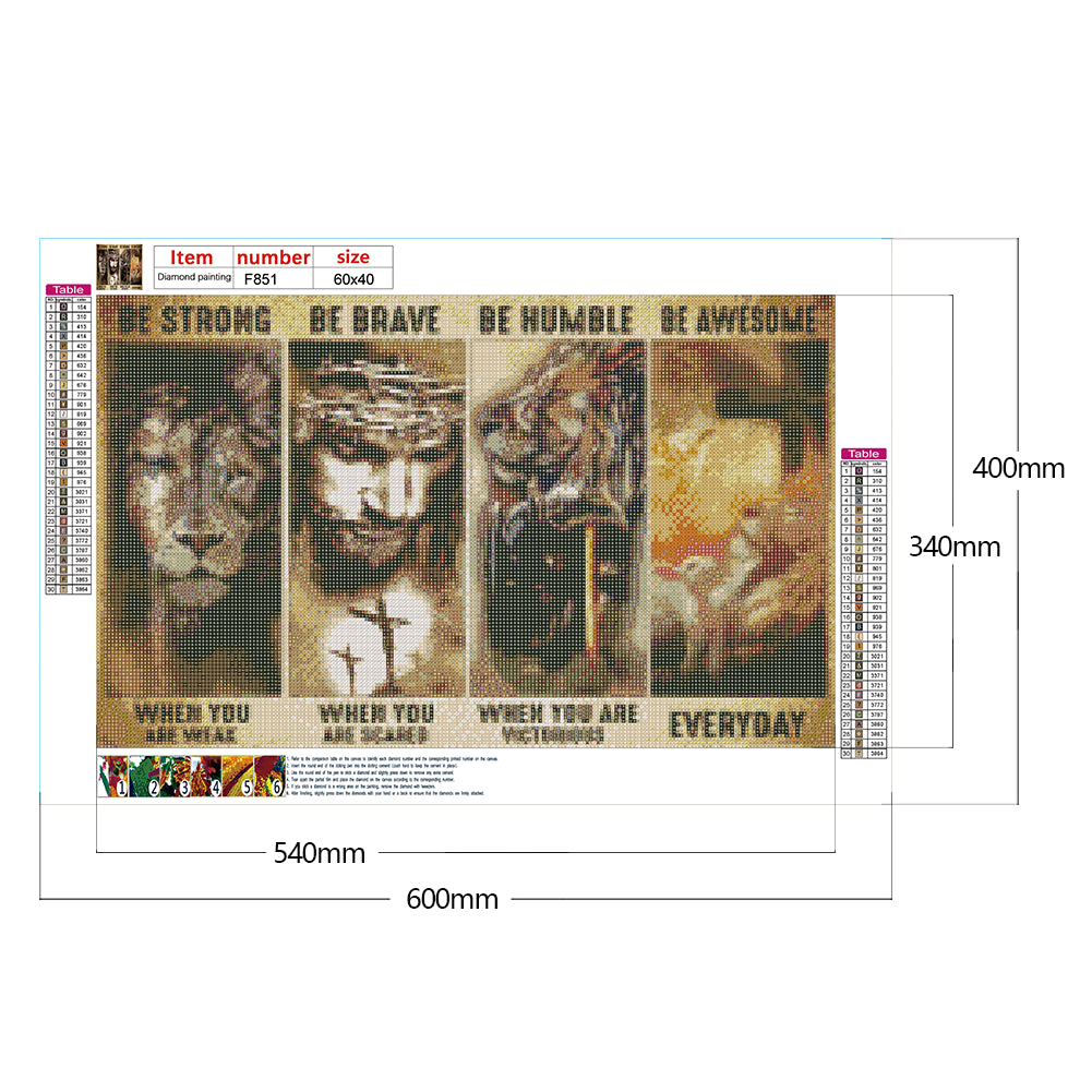 Lion Woodcut - Full Square Drill Diamond Painting 60*40CM