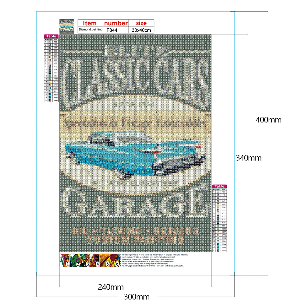 Retro Car Poster - Full Square Drill Diamond Painting 30*40CM