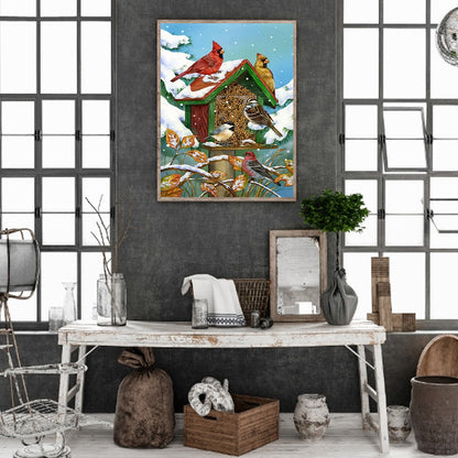 Winter Snow Birds - Full Round Drill Diamond Painting 40*50CM