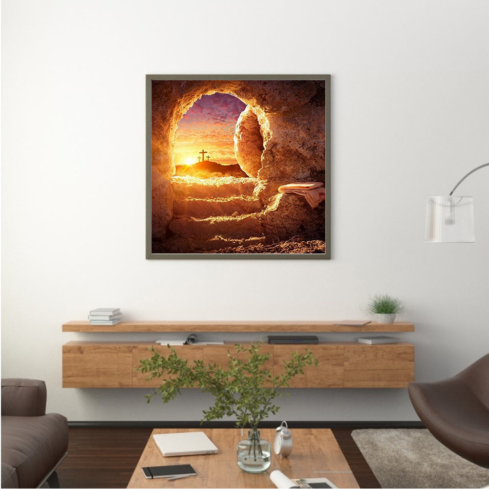 Sunset Cross - Full Round Drill Diamond Painting 40*40CM