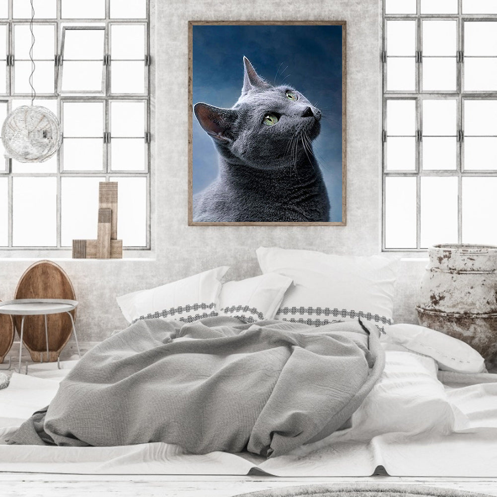 Grey Cat - Full Round Drill Diamond Painting 40*50CM