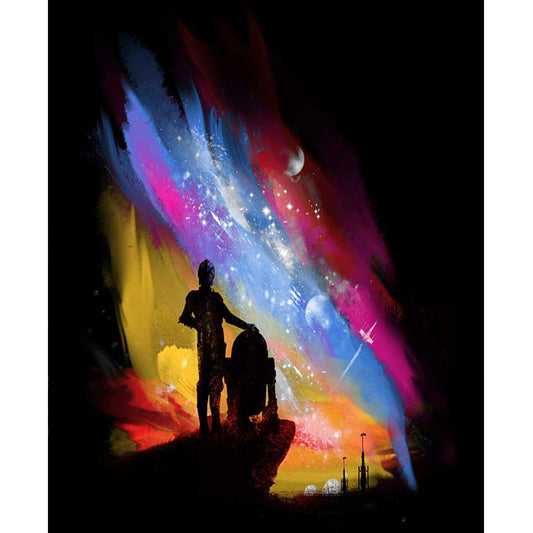 Starry Sky Isolated People Silhouette - Full Round Drill Diamond Painting 50*60CM