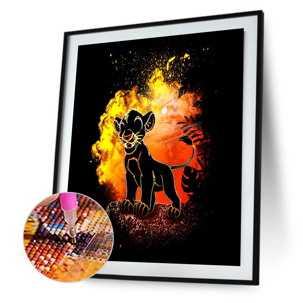 Lion King Simba Silhouette - Full Round Drill Diamond Painting 50*60CM