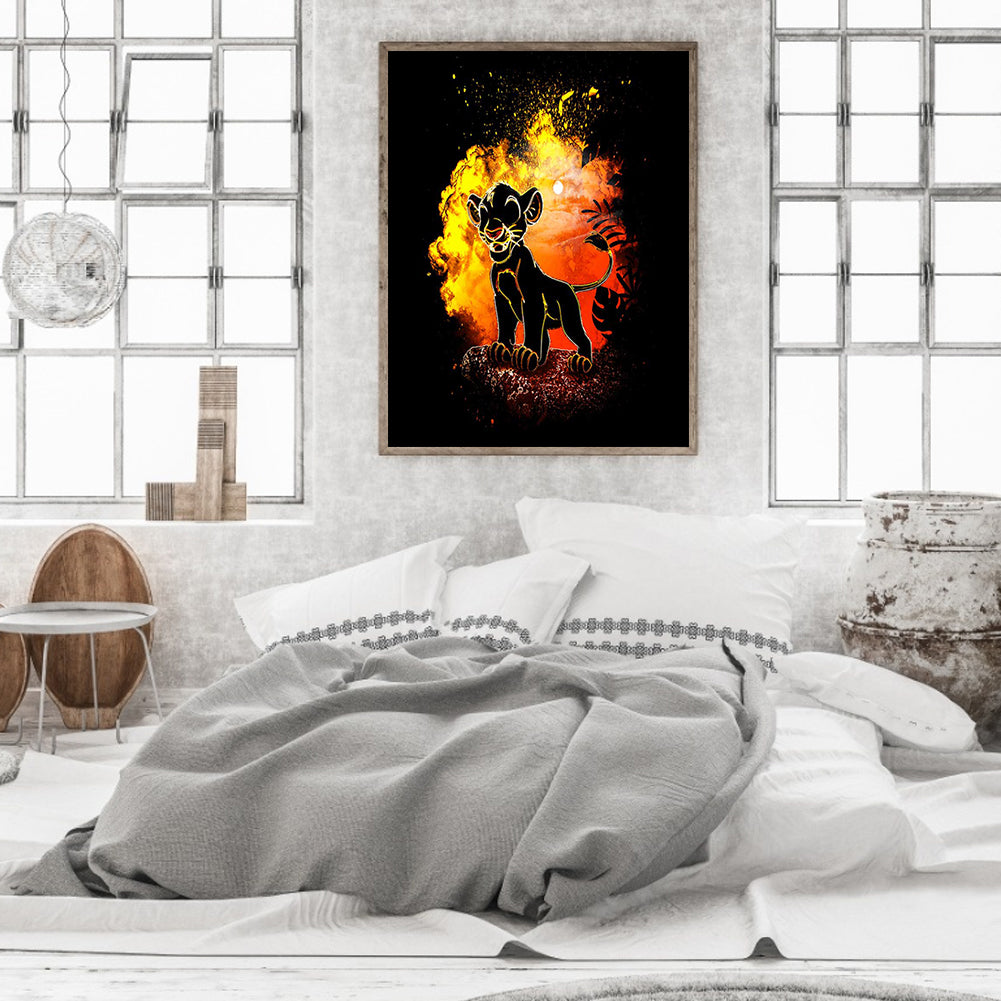 Lion King Simba Silhouette - Full Round Drill Diamond Painting 50*60CM