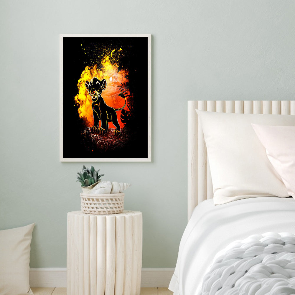 Lion King Simba Silhouette - Full Round Drill Diamond Painting 50*60CM