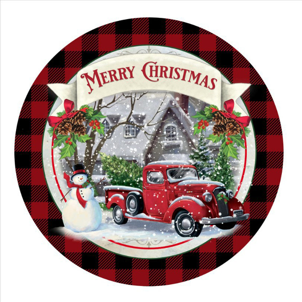 Christmas Red Car Ring - Full Round Drill Diamond Painting 30*30CM