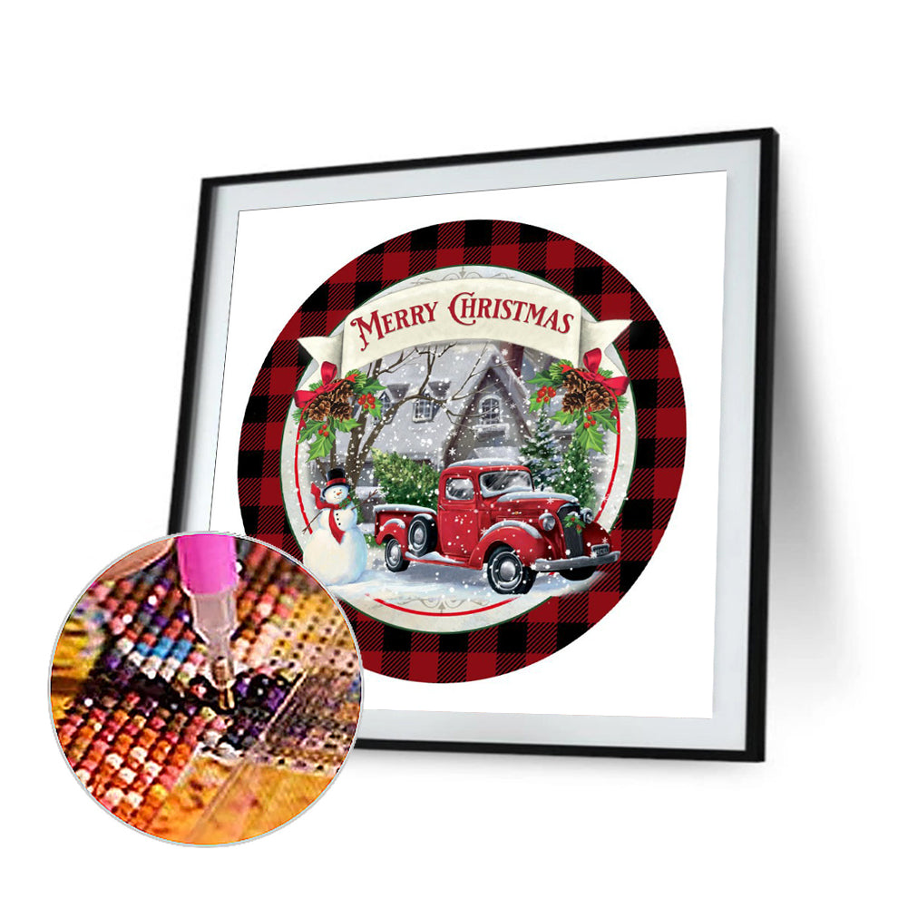 Christmas Red Car Ring - Full Round Drill Diamond Painting 30*30CM