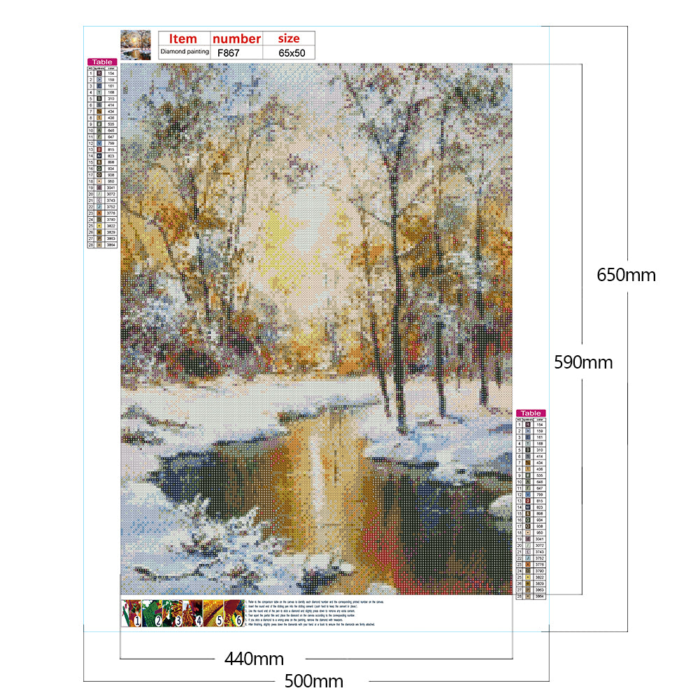 Sunset Snow River - Full Square Drill Diamond Painting 50*65CM