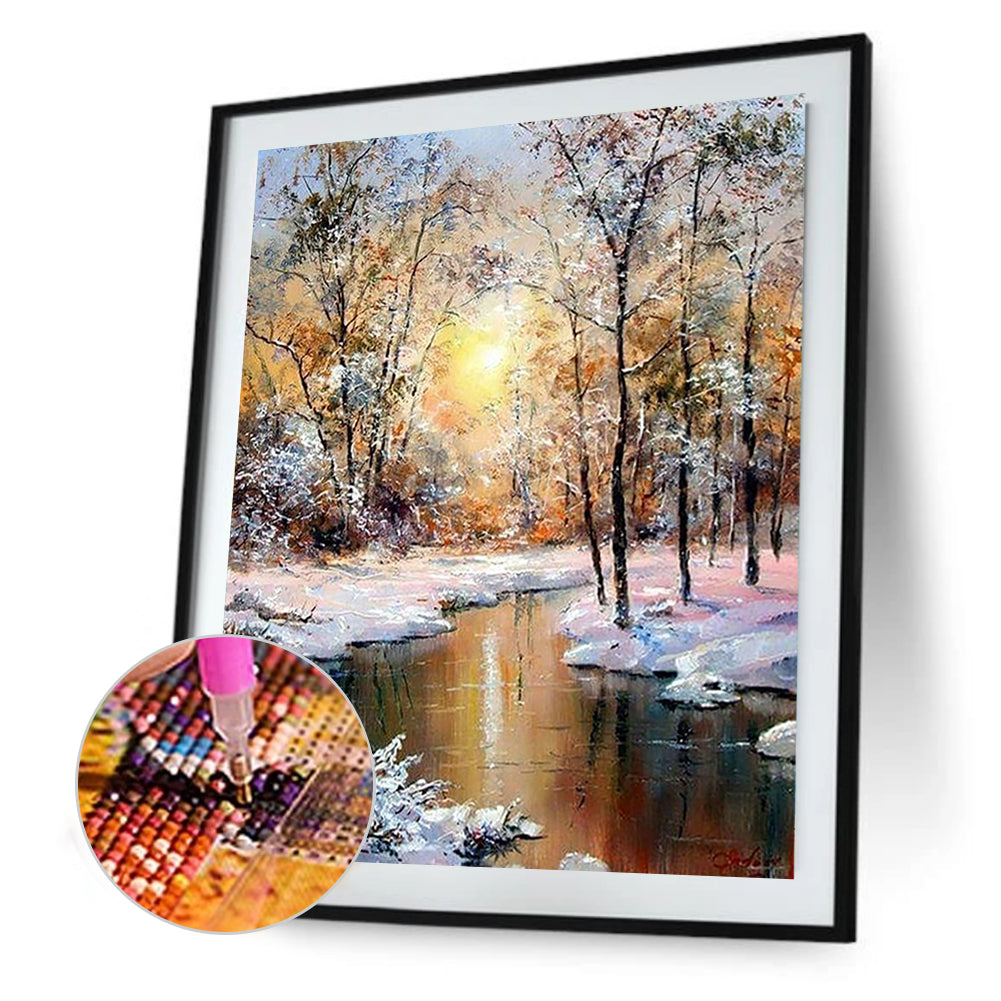 Sunset Snow River - Full Square Drill Diamond Painting 50*65CM