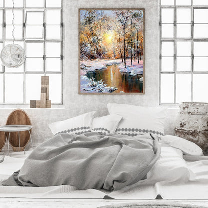 Sunset Snow River - Full Square Drill Diamond Painting 50*65CM