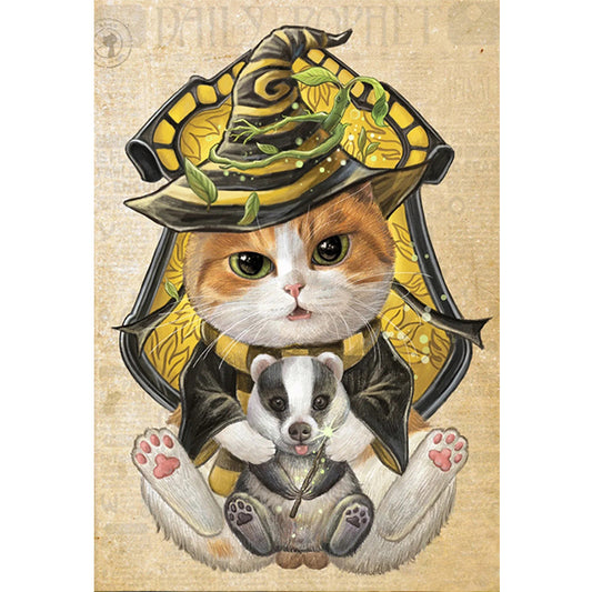 Harry Potter Academy Kitten - Full Round Drill Diamond Painting 30*40CM