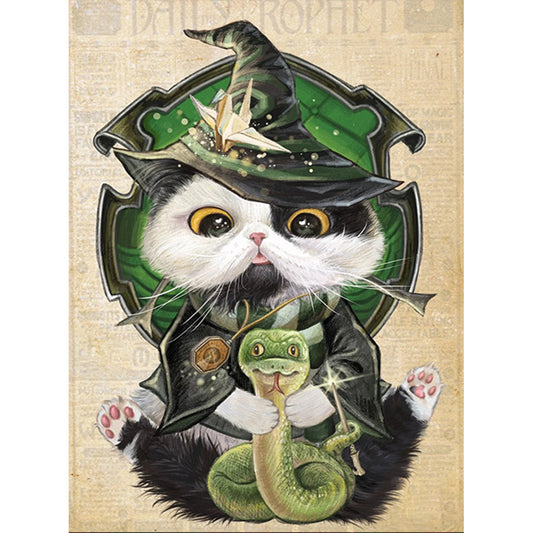 Harry Potter Academy Kitten - Full Round Drill Diamond Painting 30*40CM