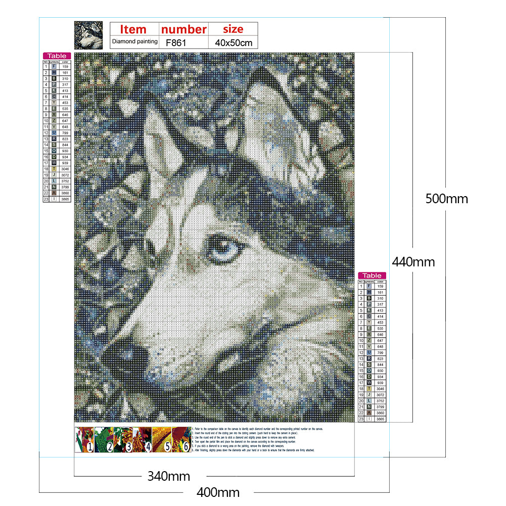 Husky Dog ??Glass Painting - Full Square Drill Diamond Painting 40*50CM