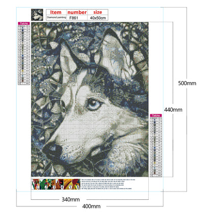 Husky Dog ??Glass Painting - Full Square Drill Diamond Painting 40*50CM