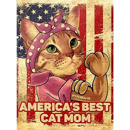 Retro Muscle Cat Calligraphy - Full Square Drill Diamond Painting 40*50CM