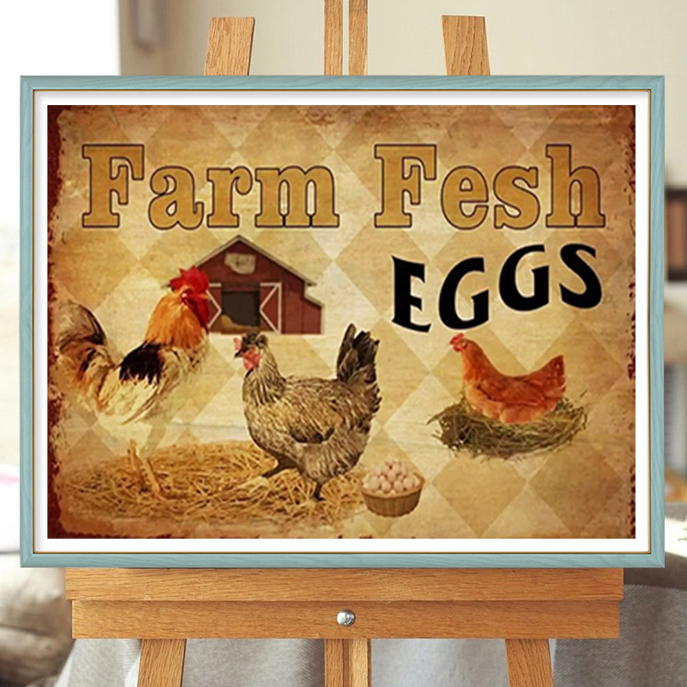 Farm Chicken - Full Round Drill Diamond Painting 40*30CM