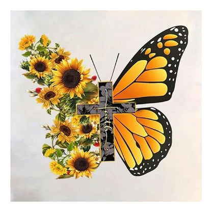 Sunflower Butterfly - Full Square Drill Diamond Painting 30*30CM