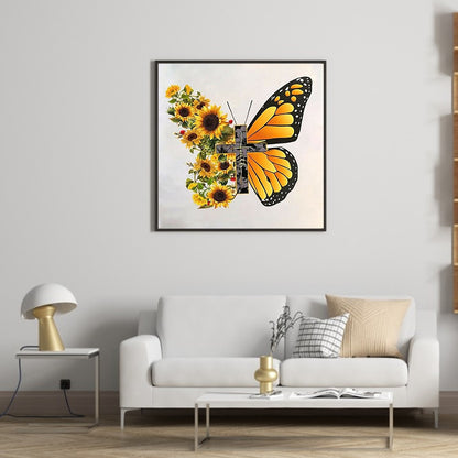 Sunflower Butterfly - Full Square Drill Diamond Painting 30*30CM