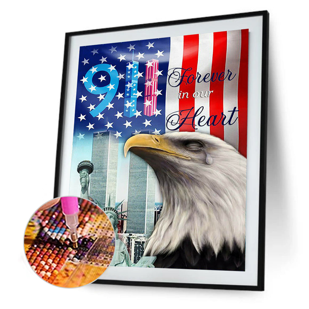 911 Flag Eagle - Full Square Drill Diamond Painting 40*50CM