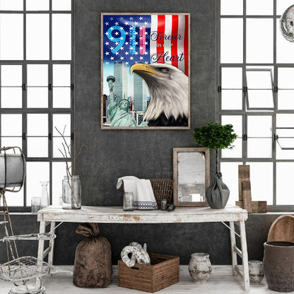 911 Flag Eagle - Full Square Drill Diamond Painting 40*50CM