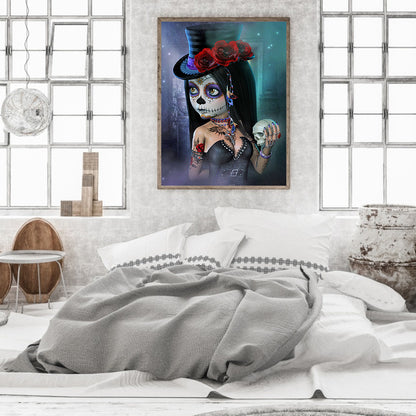 Rose Skull Girl - Full Square Drill Diamond Painting 40*50CM