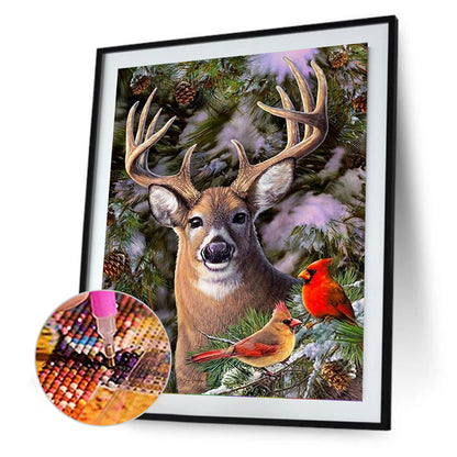 Nordic Cardinal And Deer - Full Round Drill Diamond Painting 40*50CM