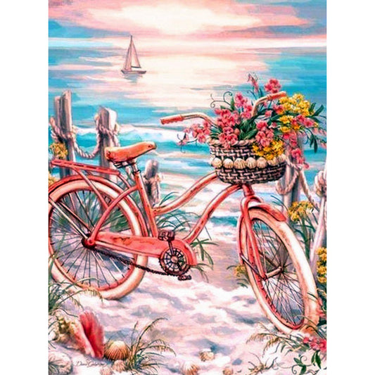 Seaside Bike - Full Round Drill Diamond Painting 30*40CM