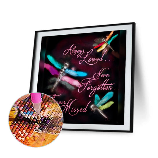Dragonfly In English - Full Round Drill Diamond Painting 30*30CM