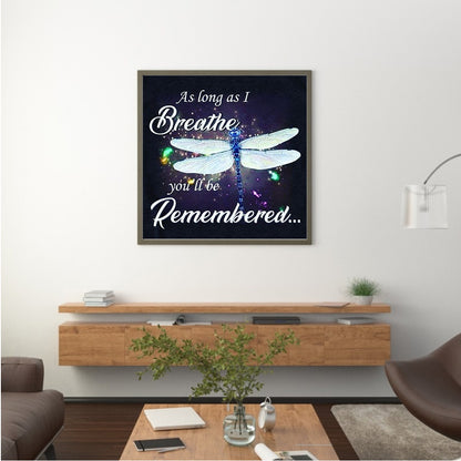 Dragonfly In English - Full Round Drill Diamond Painting 30*30CM