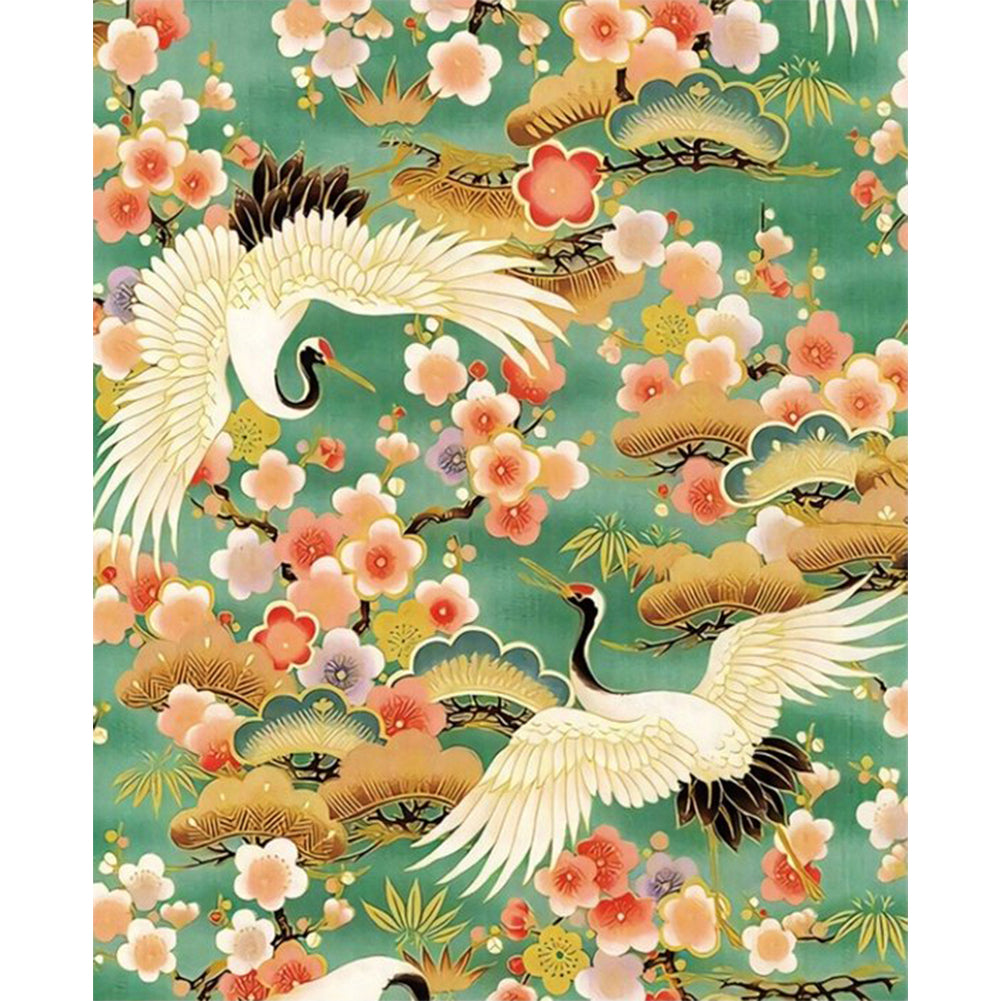 Plum Blossom And White Crane - Full Round Drill Diamond Painting 40*50CM