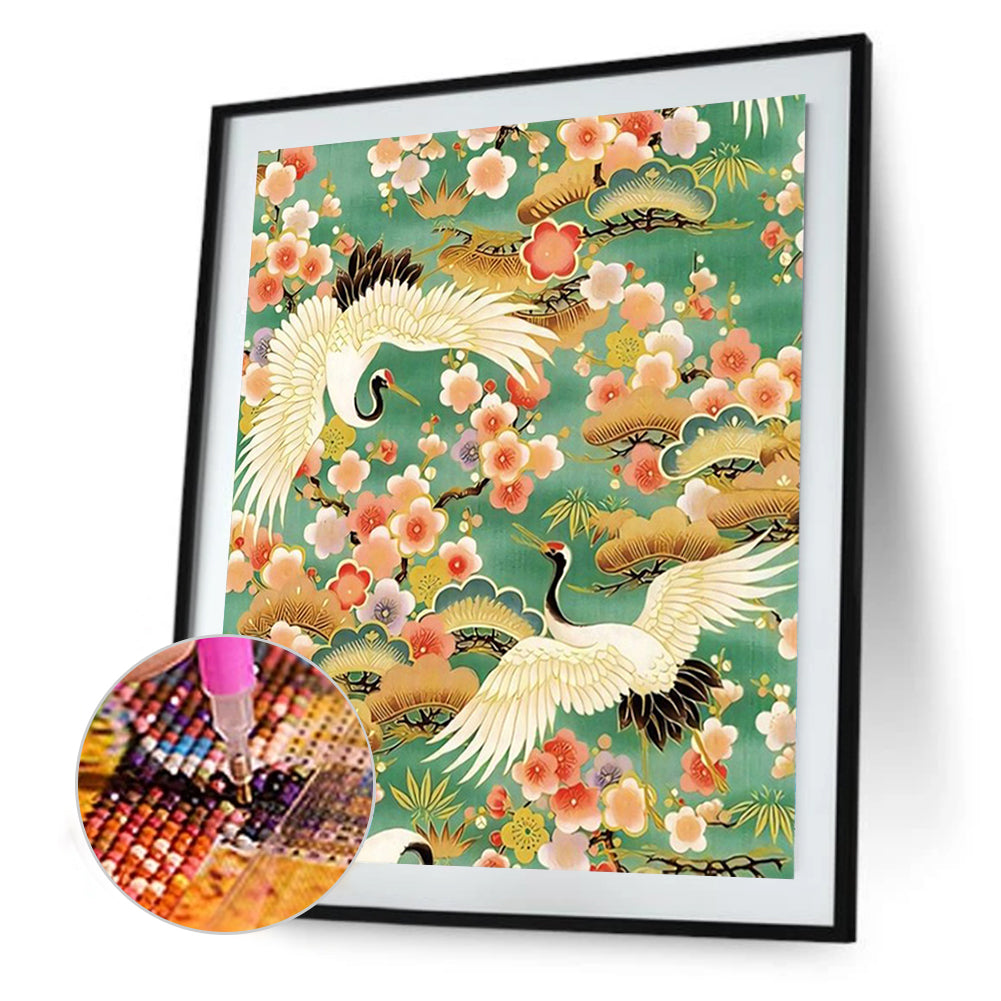 Plum Blossom And White Crane - Full Round Drill Diamond Painting 40*50CM