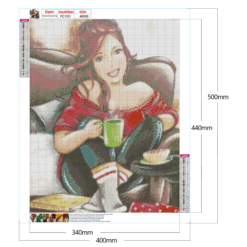 Fat Girl Afternoon Tea - Full Square Drill Diamond Painting 40*50CM