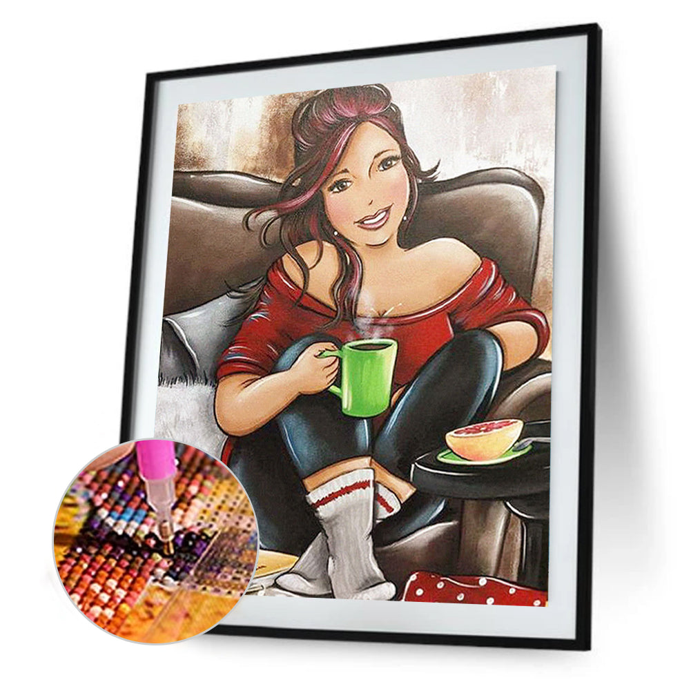 Fat Girl Afternoon Tea - Full Square Drill Diamond Painting 40*50CM