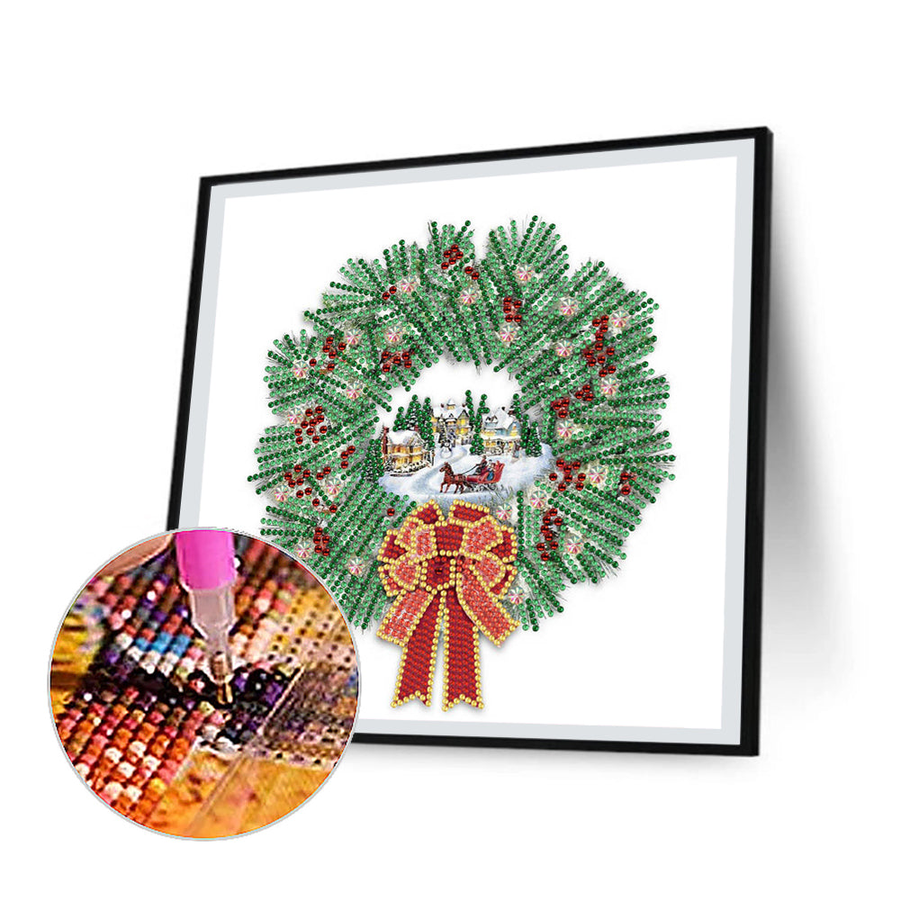 Christmas Wreath - Special Shaped Drill Diamond Painting 30*30CM