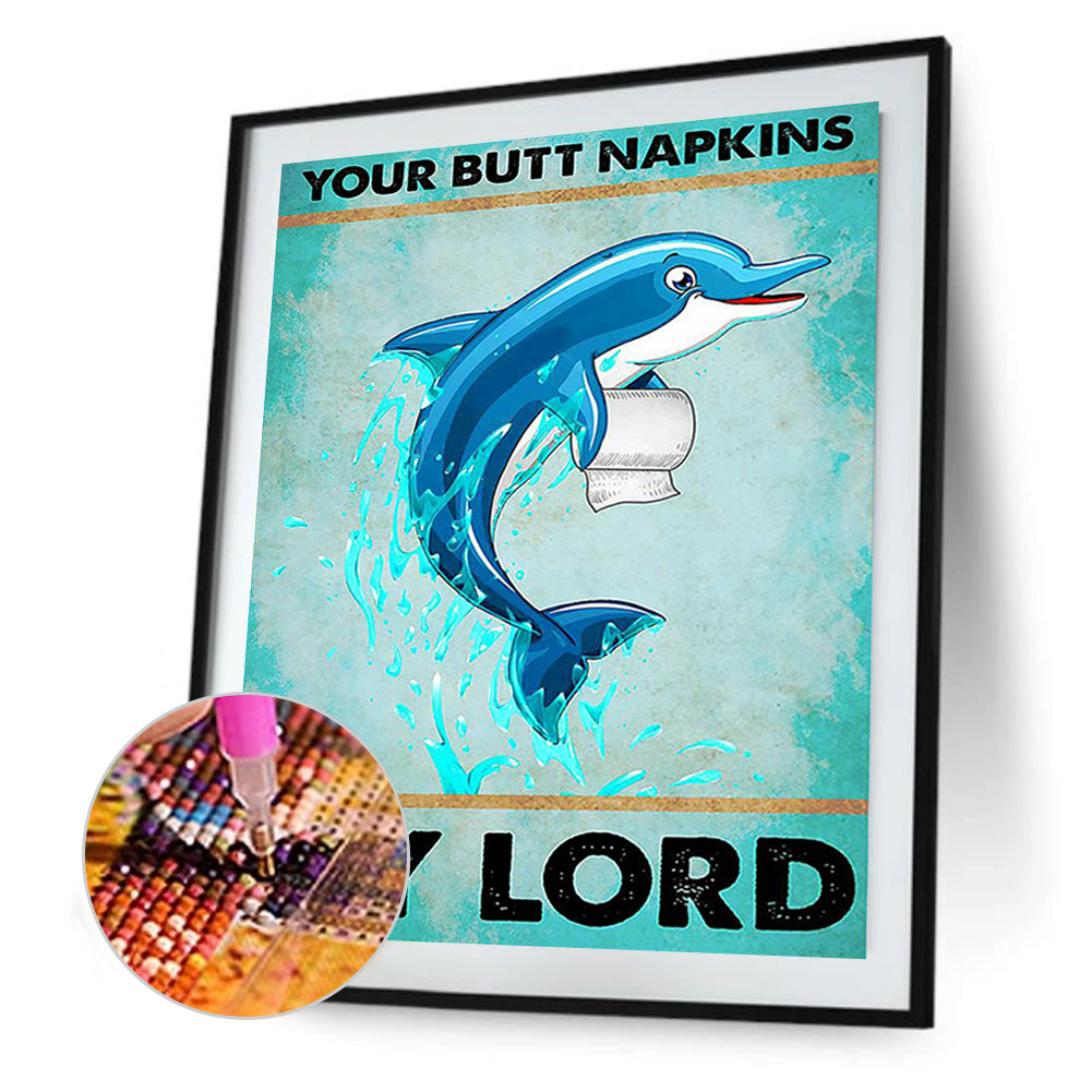 Retro Dolphin - Full Square Drill Diamond Painting 30*40CM