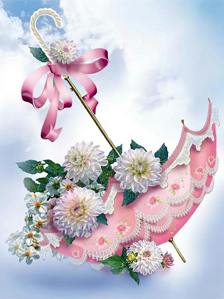 Flower Umbrella - Full Round Drill Diamond Painting 40*50CM