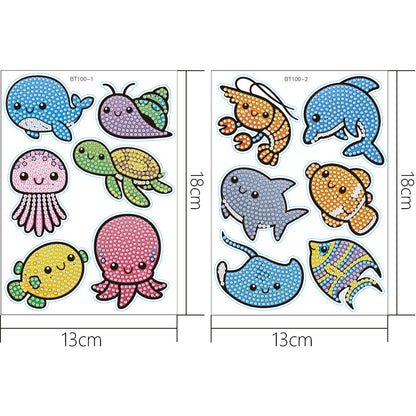 2pcs Gem Sticker Cartoon Animal DIY Paint by Numbers for Kids Adult Gift Rewards