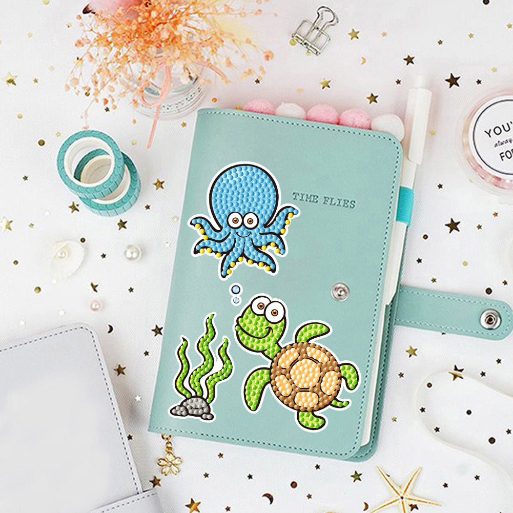 2pcs Gem Sticker Cartoon Animal DIY Paint by Numbers for Kids Adult Gift Rewards