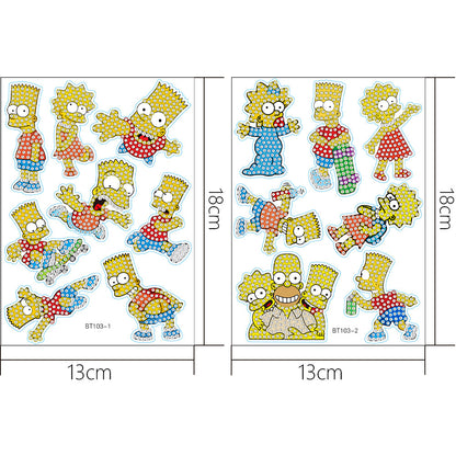 2pcs Gem Sticker Cartoon Animal DIY Paint by Numbers for Kids Adult Gift Rewards