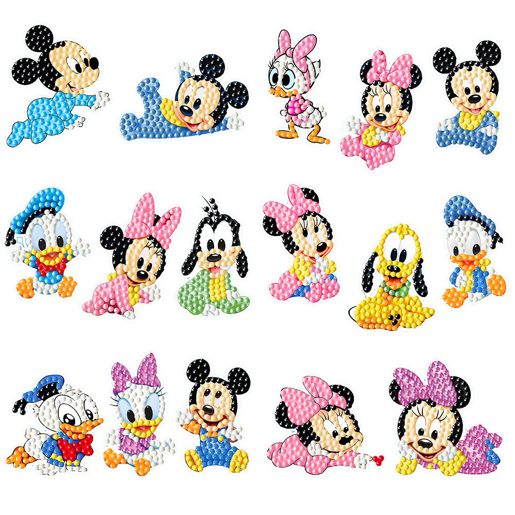 2pcs Gem Sticker Cartoon Animal DIY Paint by Numbers for Kids Adult Gift Rewards