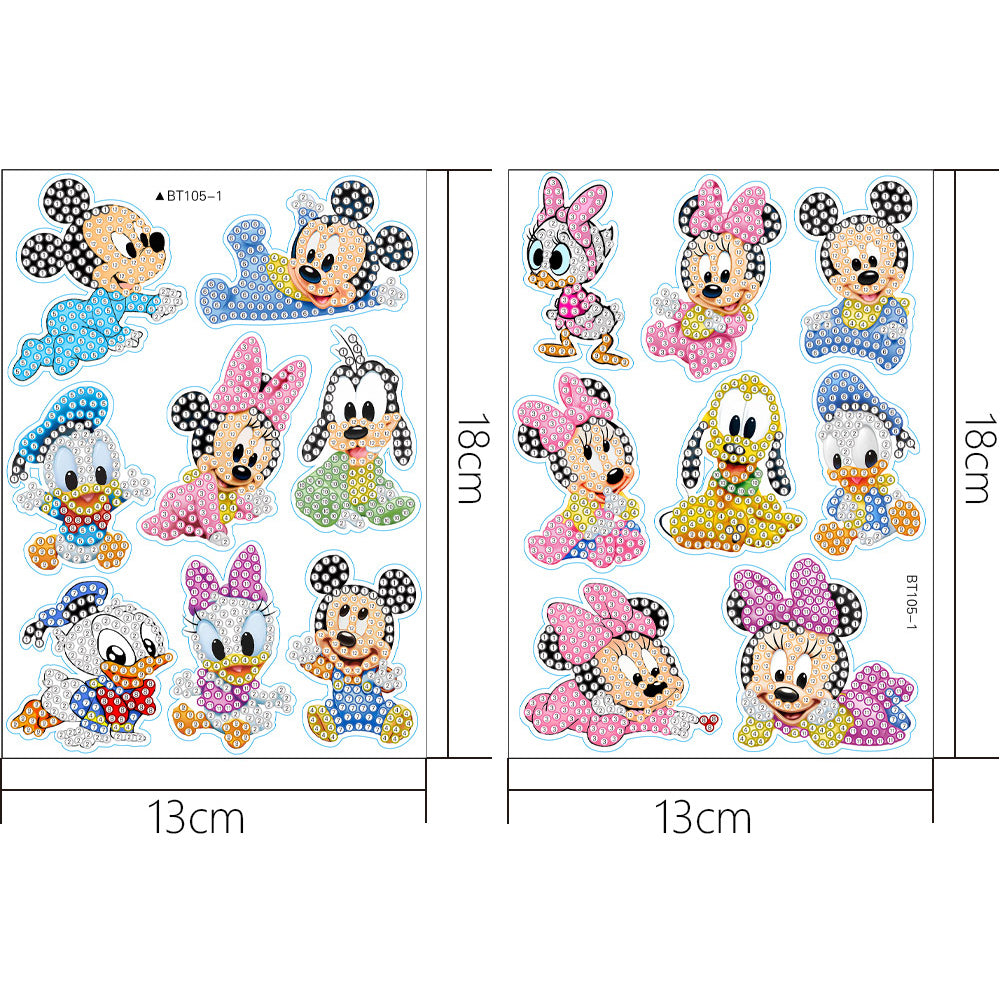 2pcs Gem Sticker Cartoon Animal DIY Paint by Numbers for Kids Adult Gift Rewards