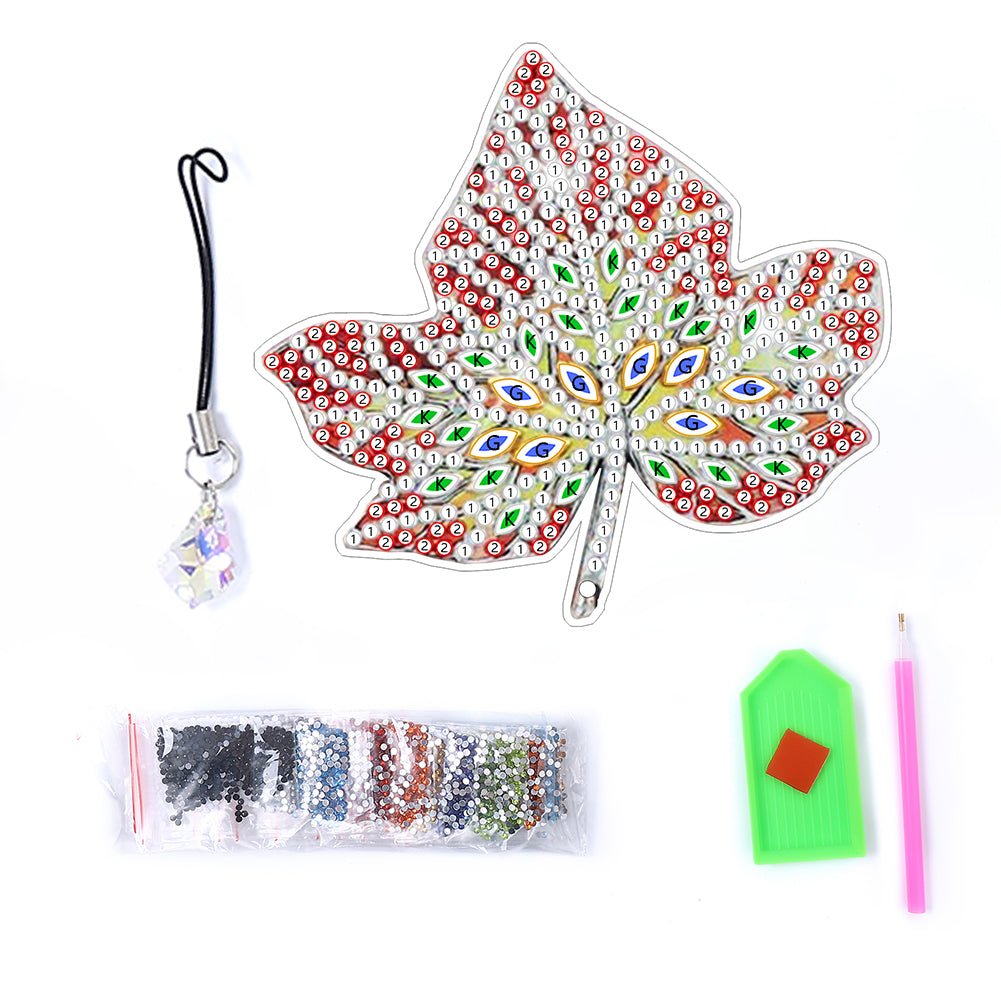 5D Special Shaped Drill Bookmarks Book Ornament DIY Maple Leaves for Adults Kids